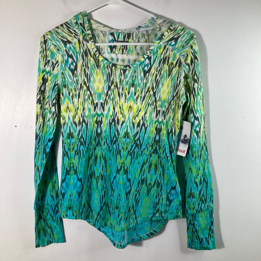 Womens Marmot Shannon‎ Hoody Celtic Cascade S Green Long Sleeve Thumb Hole NWT